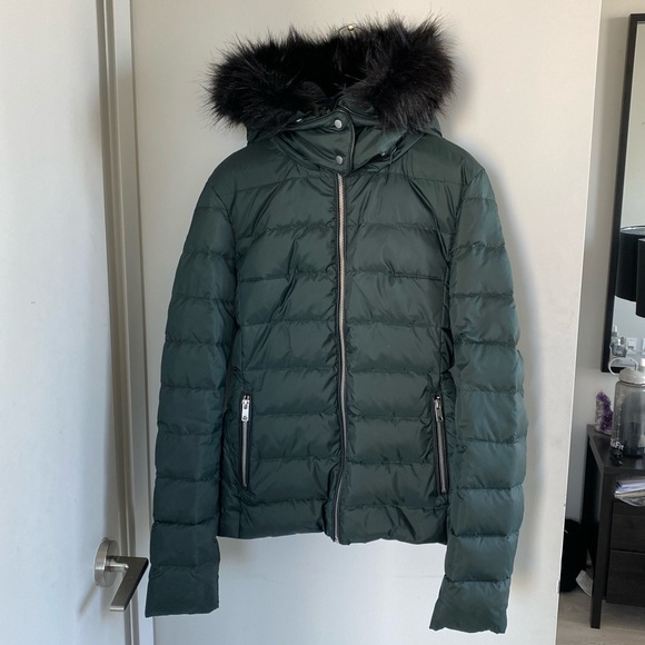 Dark green fur-lined Zara winter jacket - Picture 2 of 6
